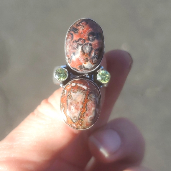 New Leopard Skin Jasper and Citrine 925 Silver Statement Ring. - Picture 3 of 16